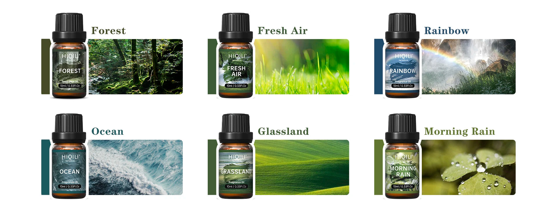 HIQILI Fragrance Oils Set-Nature Theme | TOP 6 Gift Set Use For Aromatherapy,Diffuser,Humidifier,Candles | Car,Home,Hotel,Trave