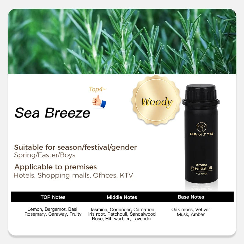 NAMTSE 100ML Perfume Fragrance Oil Set Room Aromatherapy Home Air Freshener Electric Aromatic Oasis Essential Oil Air Purifier