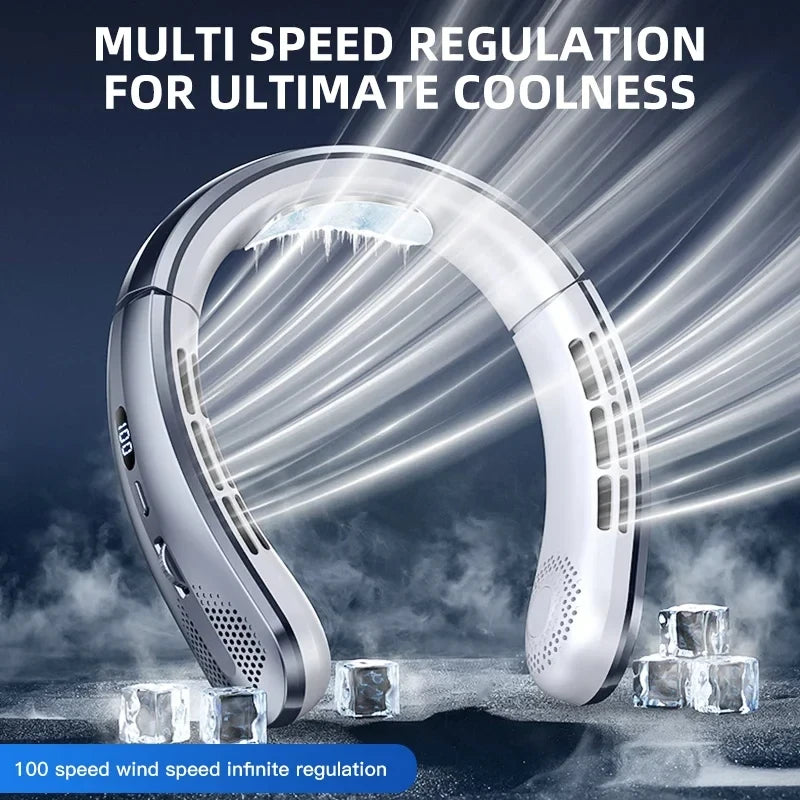 Lenovo 8000mAh Hanging Neck Fan USB Portable Bladeless Mini Rechargeable Mute LED Digital Display Electric Air Cooler Handheld